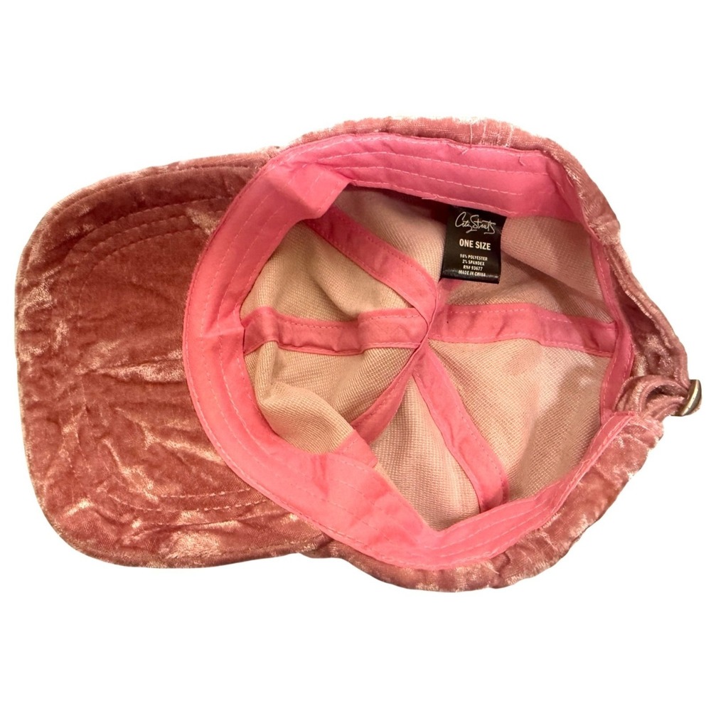 City Streets Pink Velvet Plush Women's Fashion Cap Adjustable One Size - Picture 4 of 6